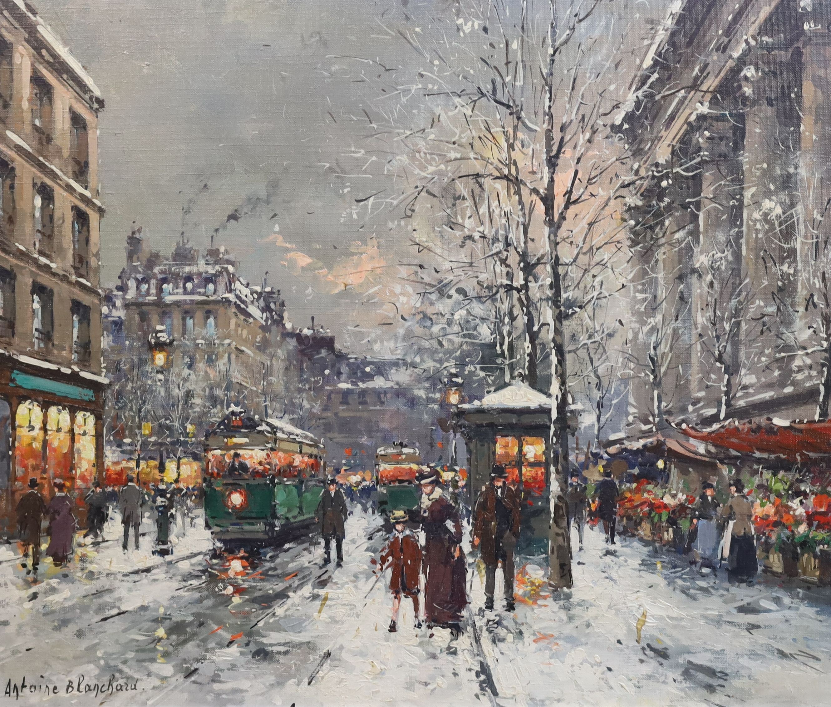 Antoine Blanchard (French, 1910-1988), Snow in Paris, oil on canvas, 45 x 53cm